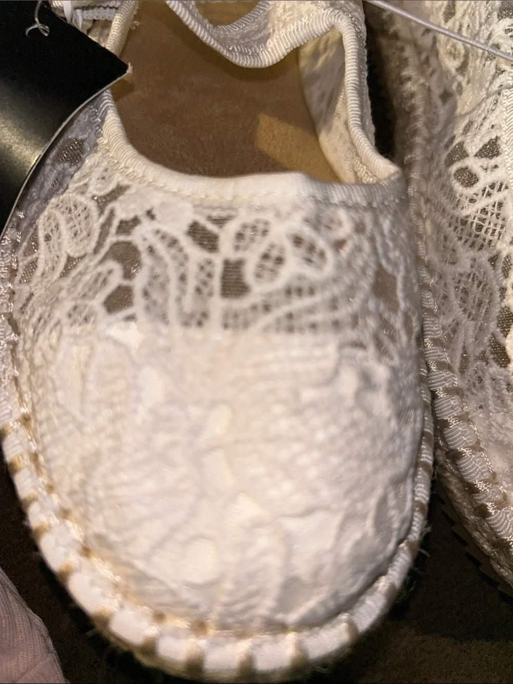 Girls  White Lace Mary Jane Espadrille Flats